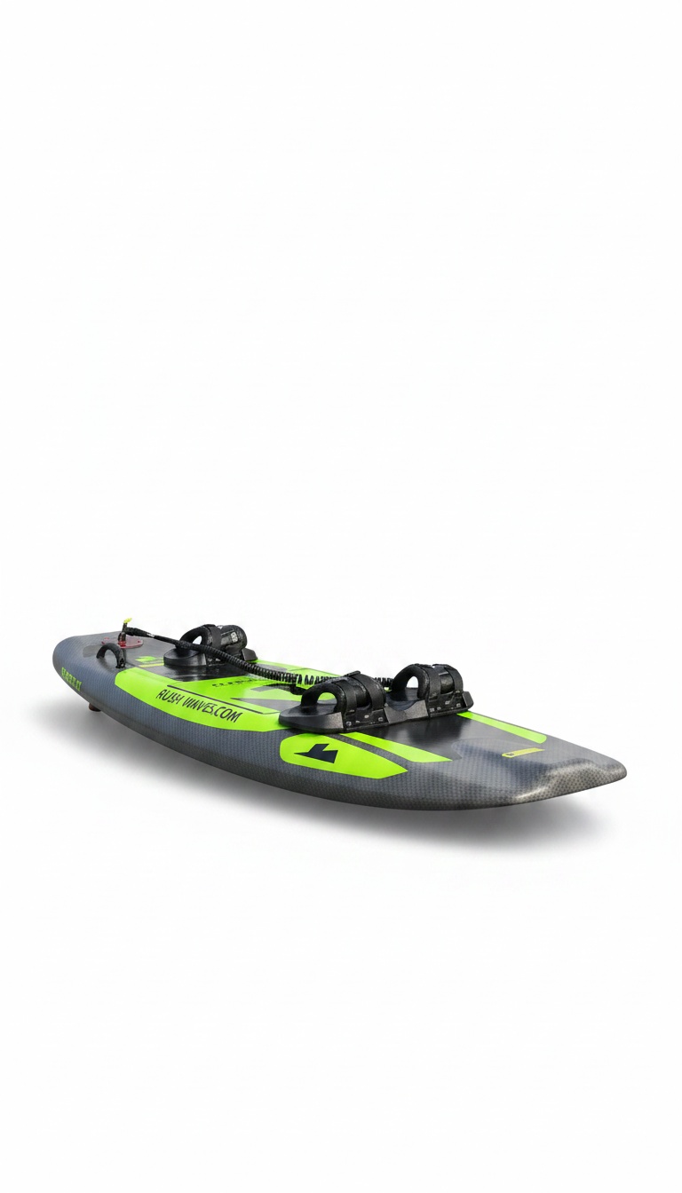 Prancha de surf elétrica a motor verde e cinza