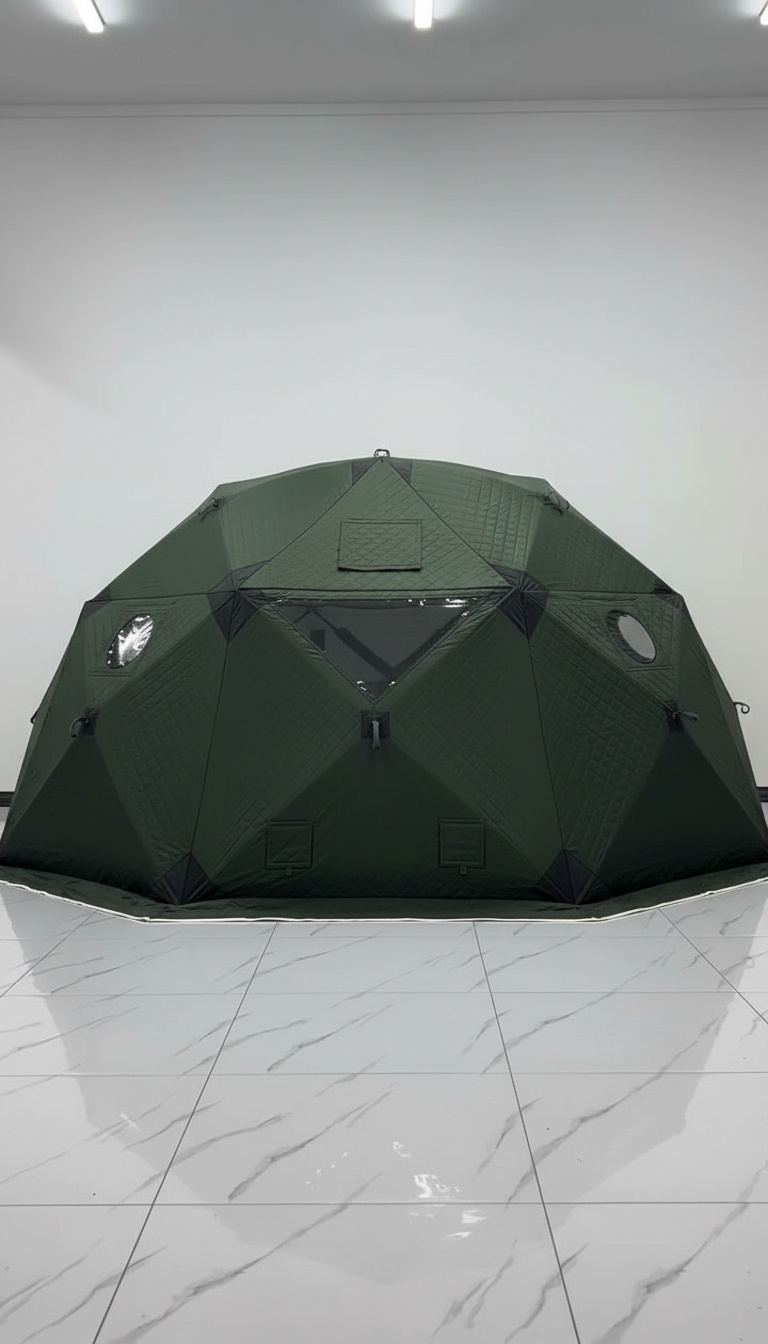 Base da tenda com saia perimetral apoiada no chão