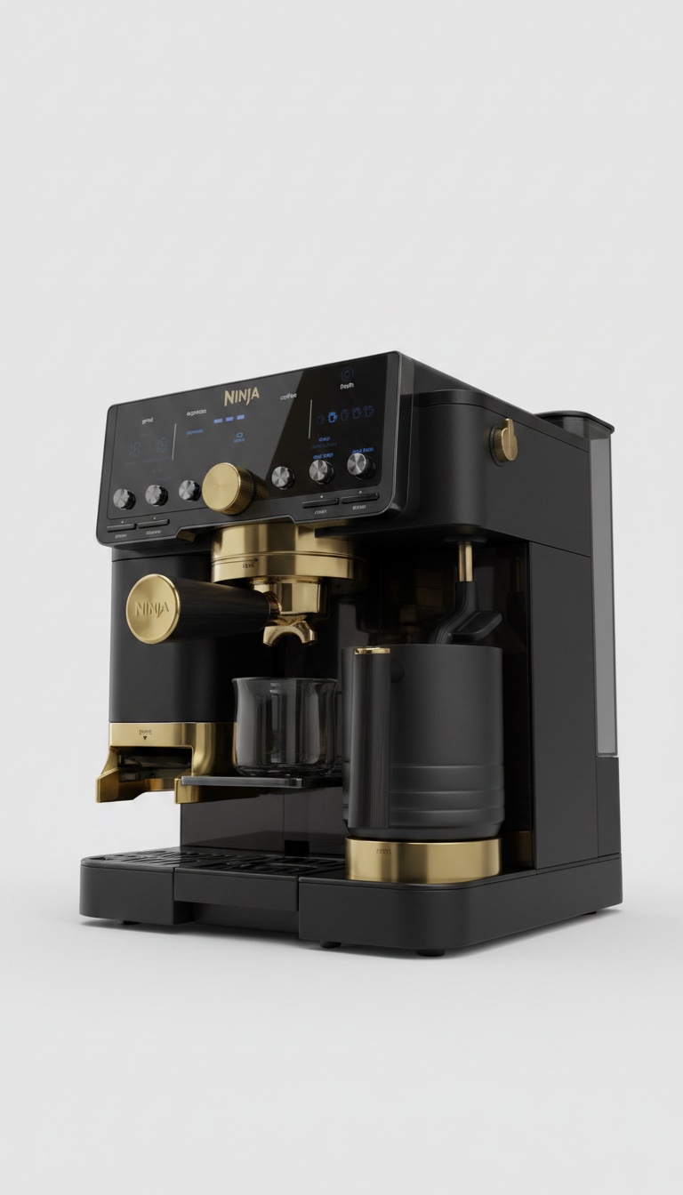 Painel de comandos da máquina de café com moagem e tipo de leite