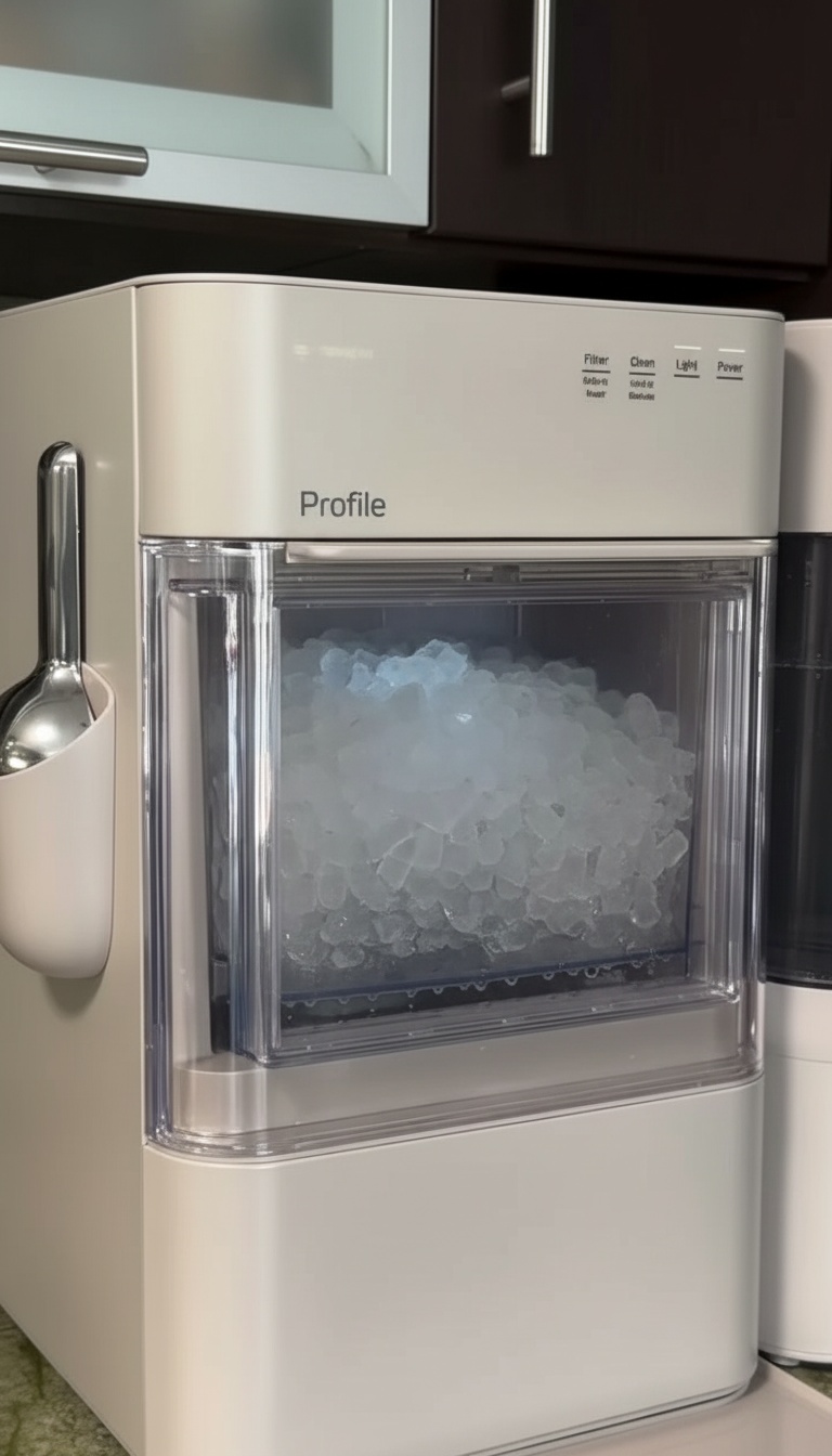 Pormenor do gelo macio em forma de pequenas pérolas