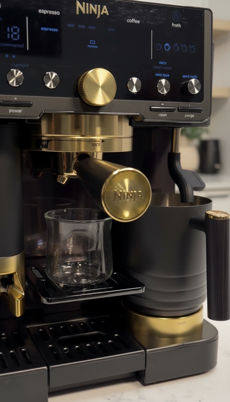 Espresso a ser extraído com camada de creme dourada