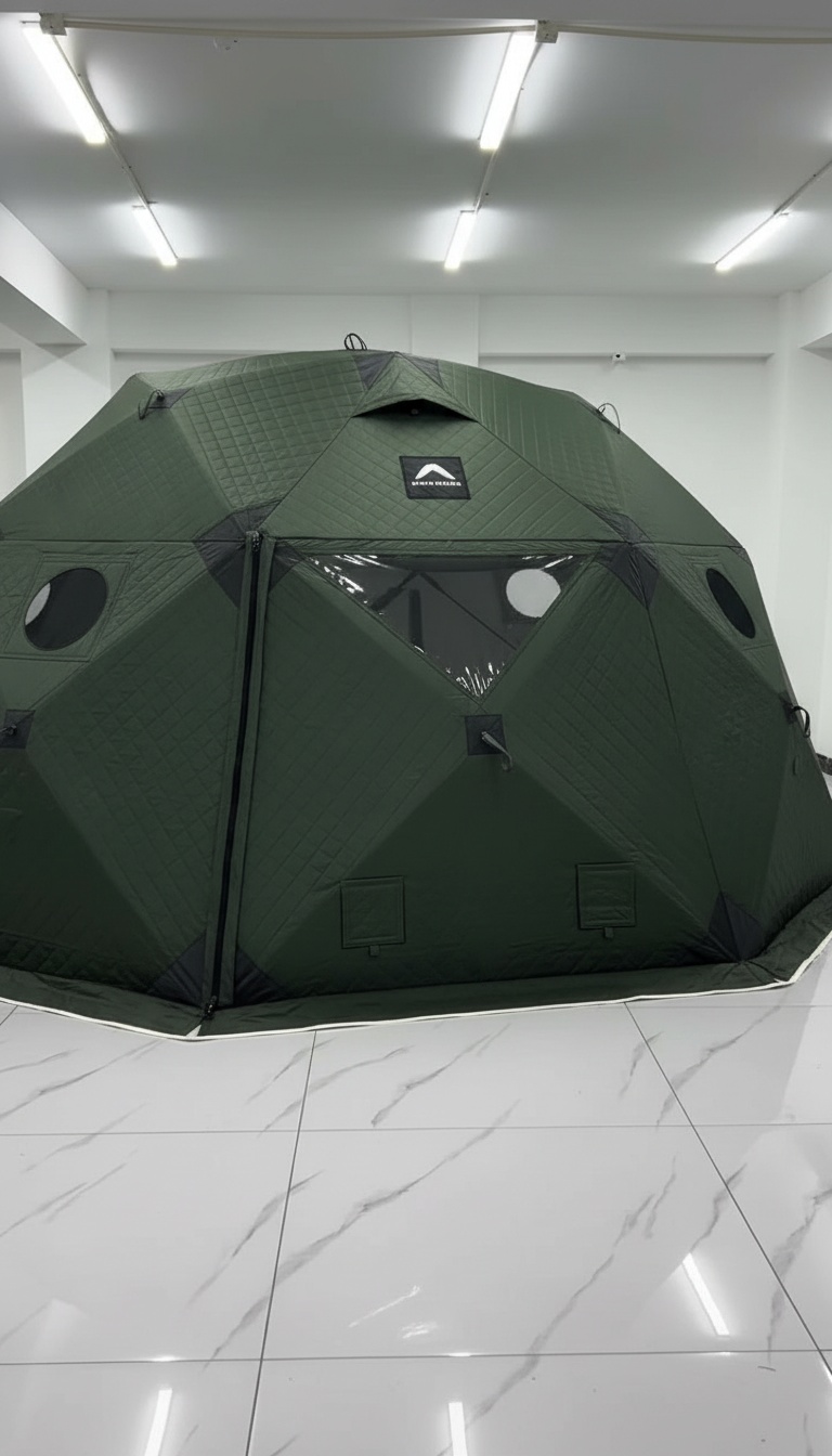 Janela redonda da tenda e ventilação superior