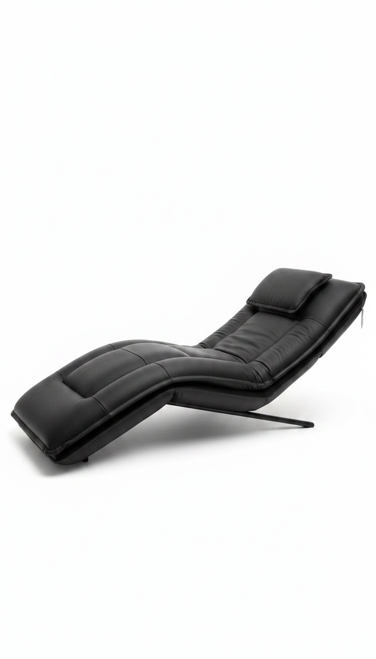 Pormenor do apoio de cabeça almofadado da chaise longue