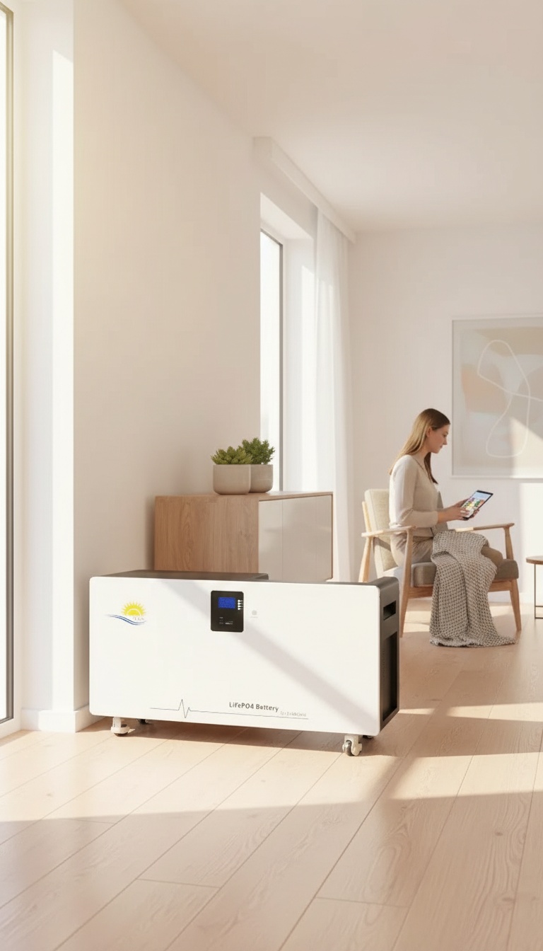 Bateria de energia doméstica num ambiente de casa