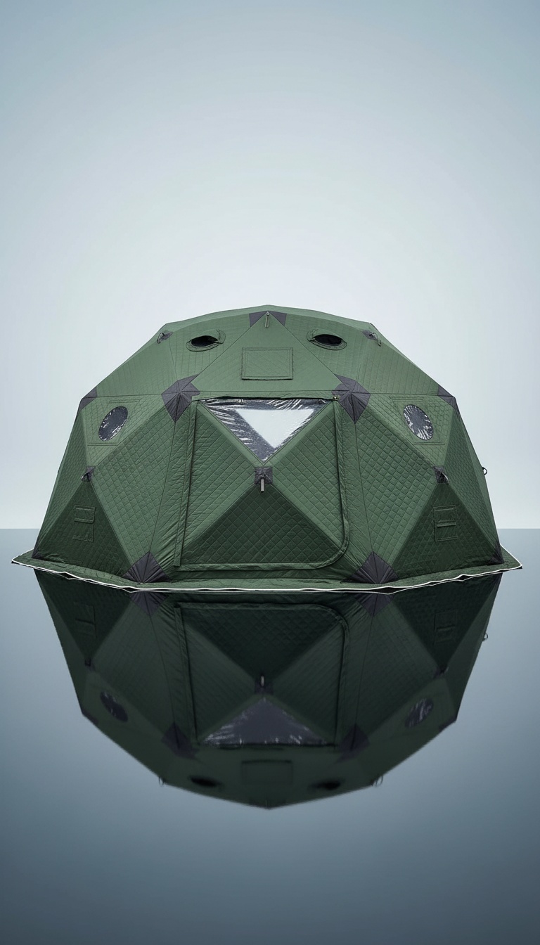 Tenda térmica acolchoada na cor verde militar