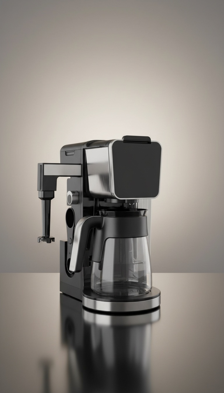 Acabamento em preto e inox da máquina de café 2 em 1