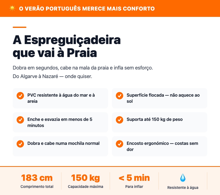 Espreguiçadeira inflável de verão — características principais