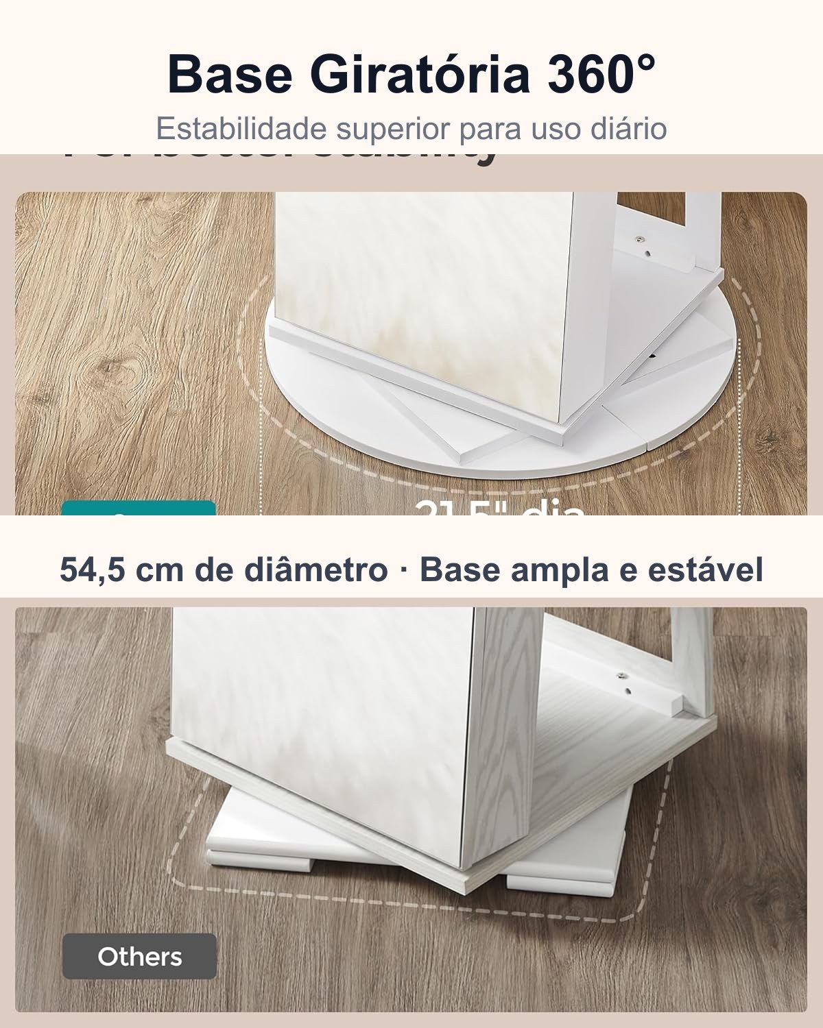 Base giratória 360° do armário de joias SONGMICS — 54,5 cm diâmetro