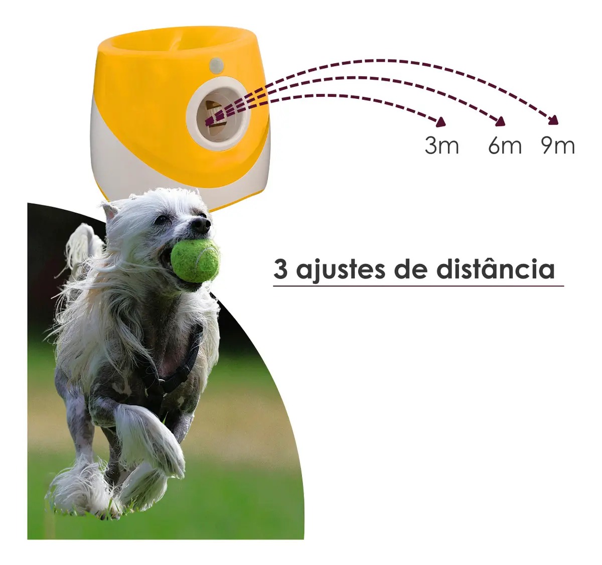 3 ajustes de distância — 3m, 6m, 9m